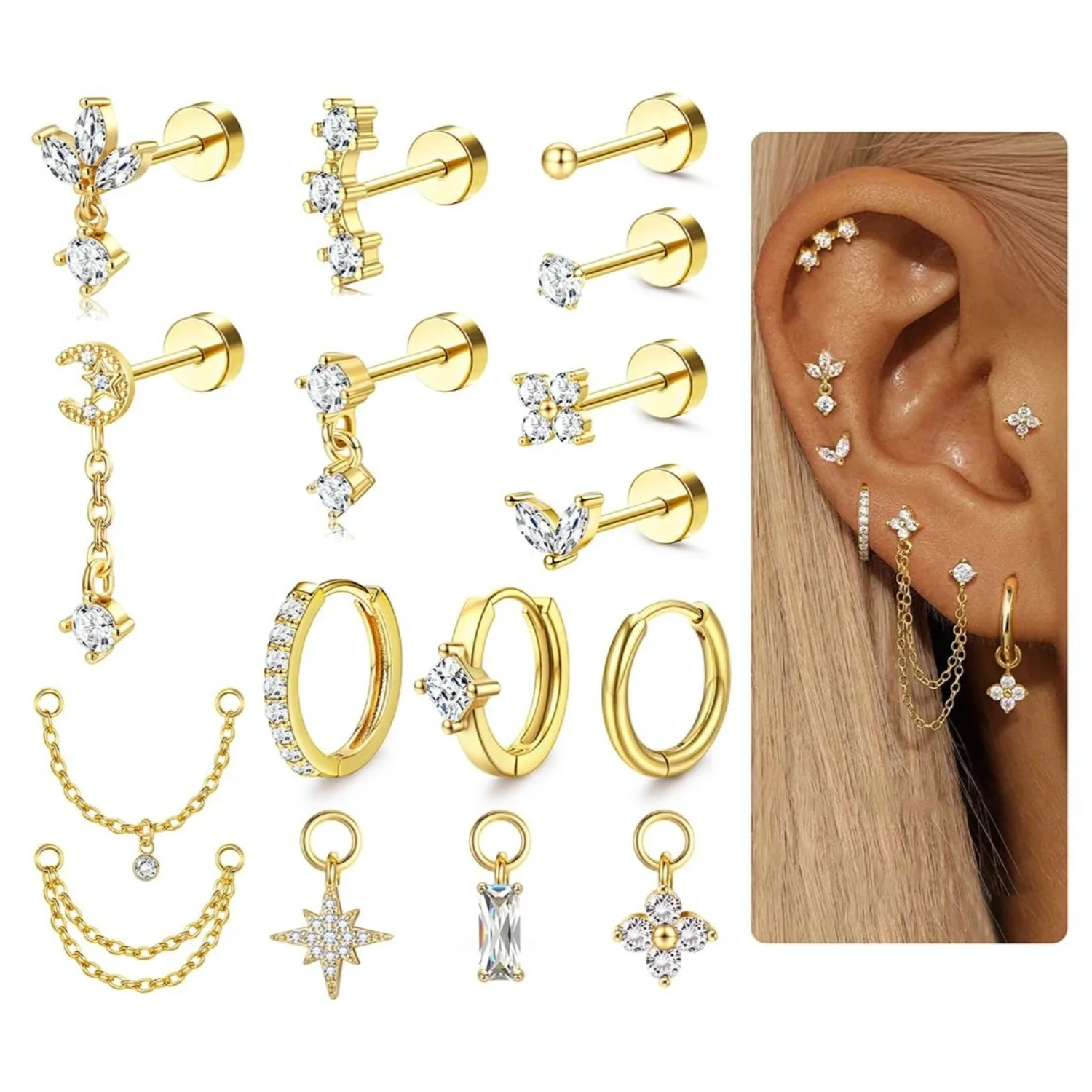 Kolczyki do chrząstki dla kobi – Body Jewelry Surgical Steel recenzja i cena